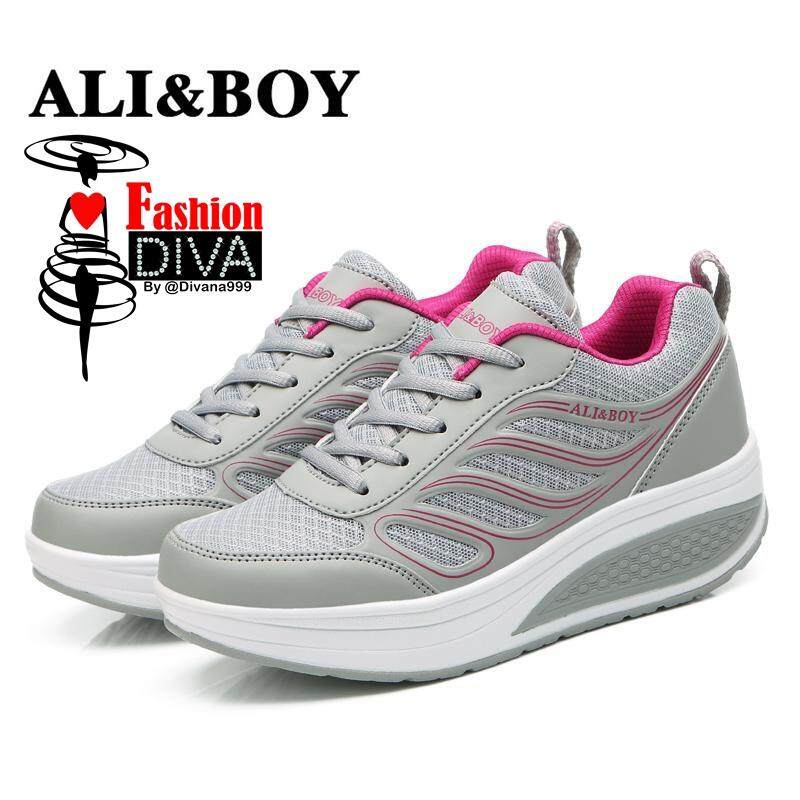 ALI&BOY รองเท้าผ้าใบเพื่อสุขภาพ รองเท้าออกกำลังกาย รองเท้าวิ่ง รองเท้าแฟชั่น Fashion & Running Sport Shoes ดีไซส์สวยงาม สไตล์เกาหลี(ปีกนางฟ้า)