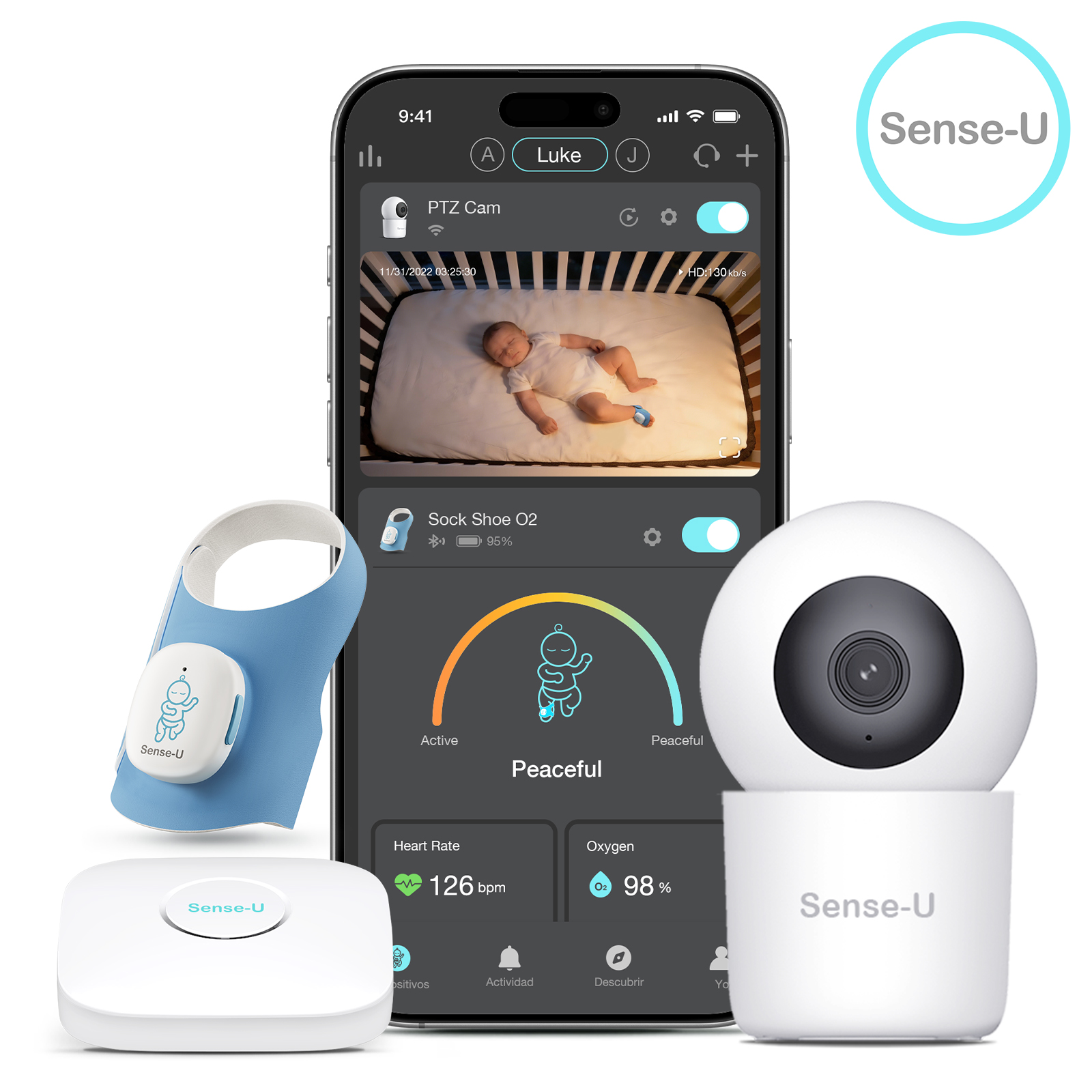 Sense-U Smart Sock Shoe 2 Baby Monitor with Heart Rate Tracking Function Blood Oxygen and Sleep Patterns Comes with a 2.5K Hd Video Camera, Ai Cry Detection System, Night Vision, and Two-Way Talk ราคา 10,019 บาท*ส่งฟรี
