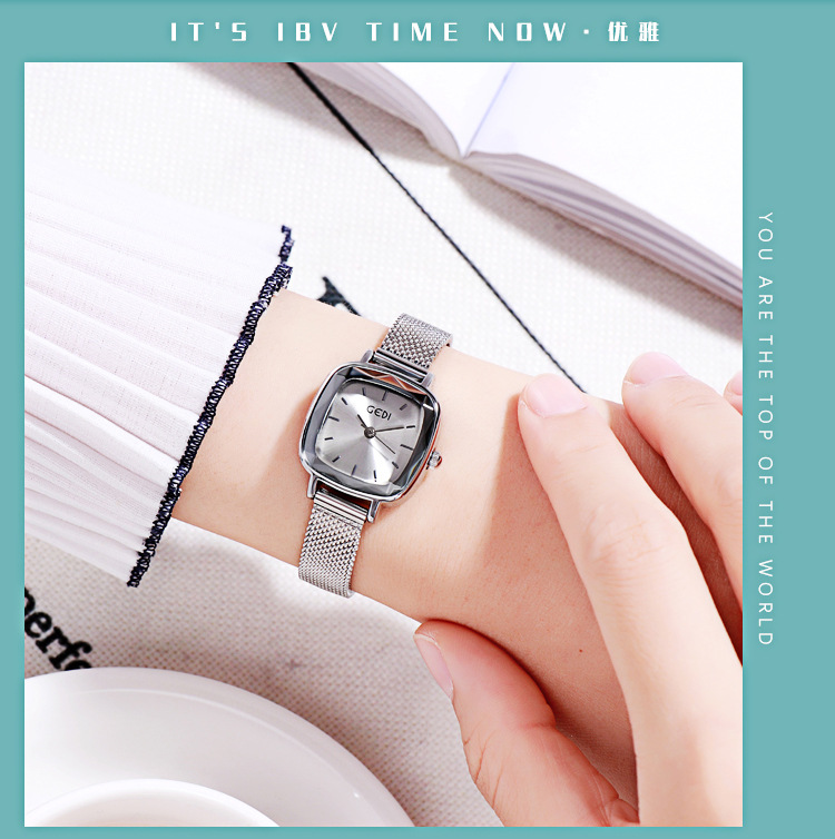 รูปภาพรายละเอียดของ GEDI 13022 W แฟชั่น สายพานตาข่าย สแควร์ นาฬิกาหญิง ความเรียบง่าย แฟชั่น ควอตซ์ ดู แนวโน้ม ญี่ปุ่นและเกาหลี
