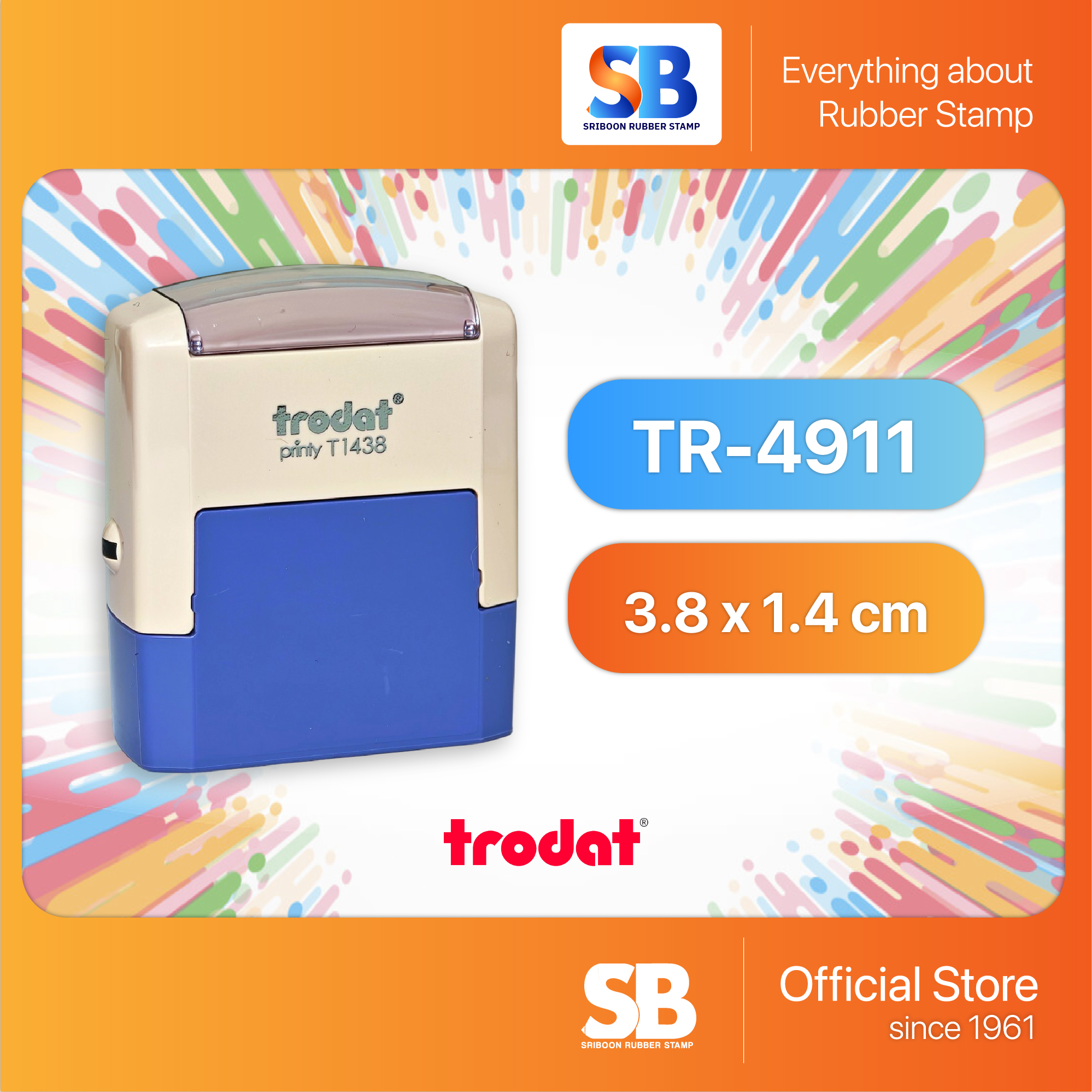 Trodat ตรายางหมึกในตัว รุ่น TR-4911 ขนาด 38 x 14 mm ออกใบกำกับภาษีได้!