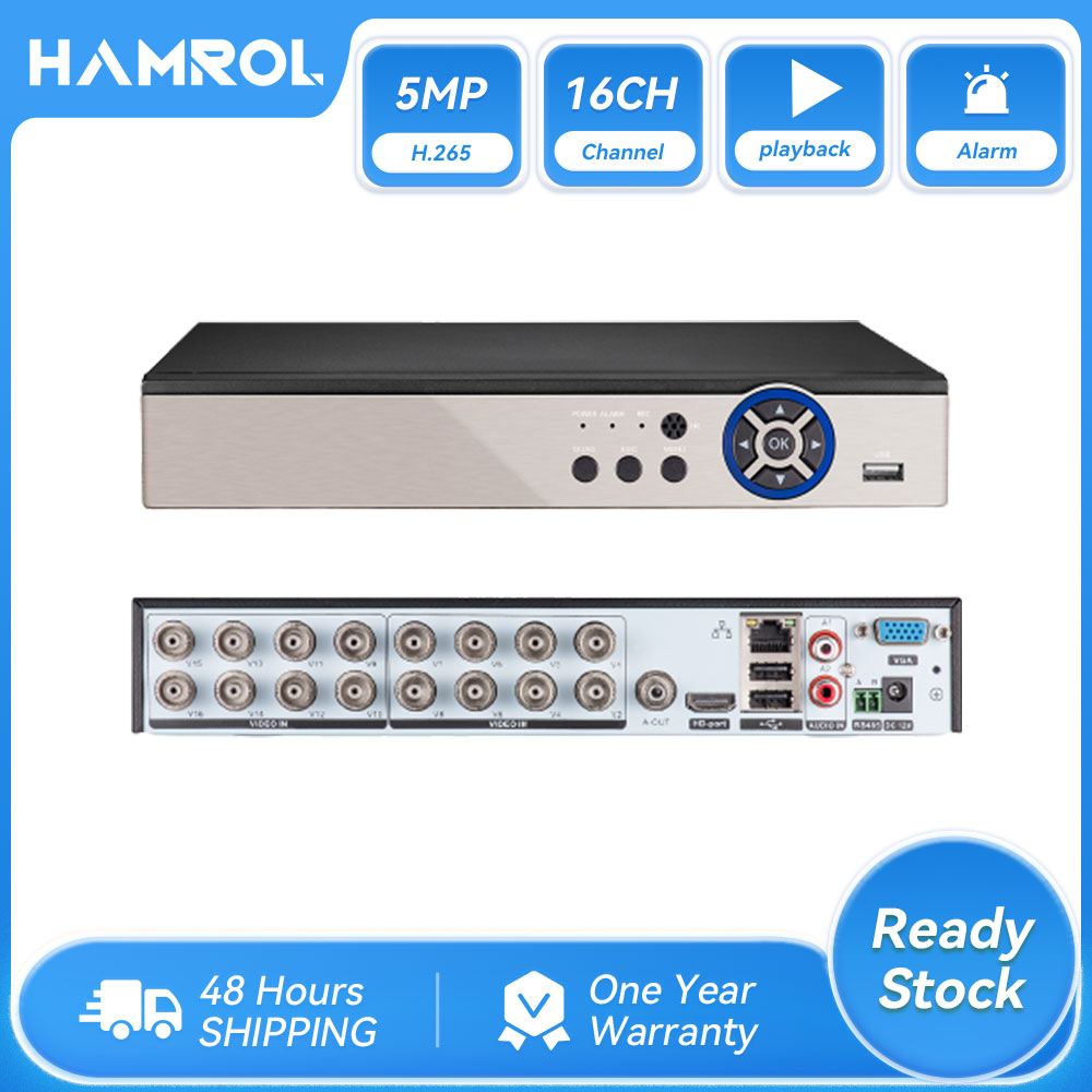 Hamrol 5 in 1 16CH 5M-N CCTV AHD DVR H.265 Hybrid Video Recorder for AHD TVI CVI Analog IP Camera Xmeye P2P VGA HDMI ราคา 2,644 บาท*ส่งฟรี