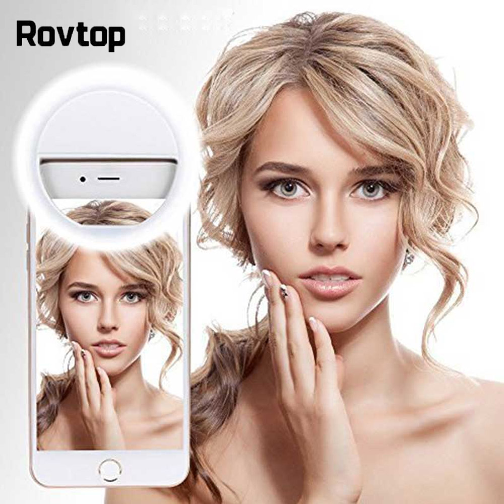 ISDS057 Rovtop USB charge LED Selfie Ring Light for Iphone Supplementary Lighting Selfie Enhancing Fill Light For Phones