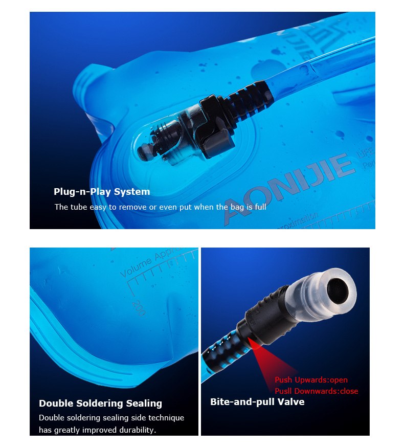 มุมมองเพิ่มเติมเกี่ยวกับ ถุงใส่น้ำ AONIJIE SD16 / ถุงน้ำพกพา (สีฟ้า) ขนาด 1.5 L, 2L TPU รุ่น SD16 ของแท้ 100%