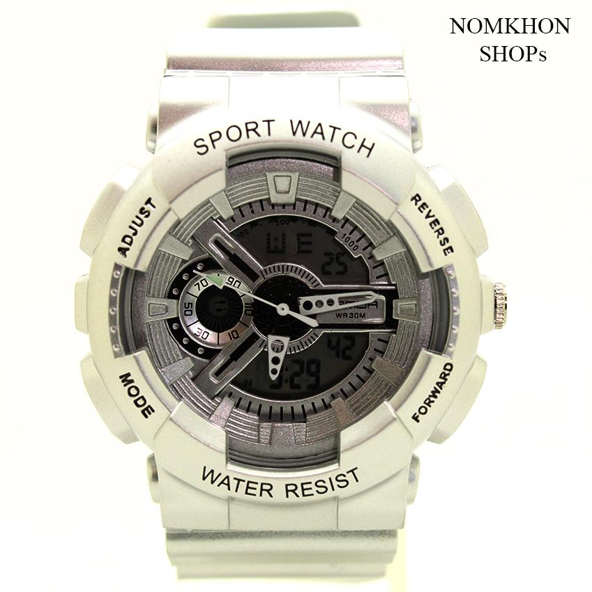 SANDA นาฬิกาข้อมือผู้ชายและผู้หญิงสไตล์ SPORT สายยาง 2 ระบบ (เข็มและDigital)(รุ่นสี่เงิน DOUBLE - SILVER) - SDS-001 ราคา 1,790 บาท*ส่งฟรี