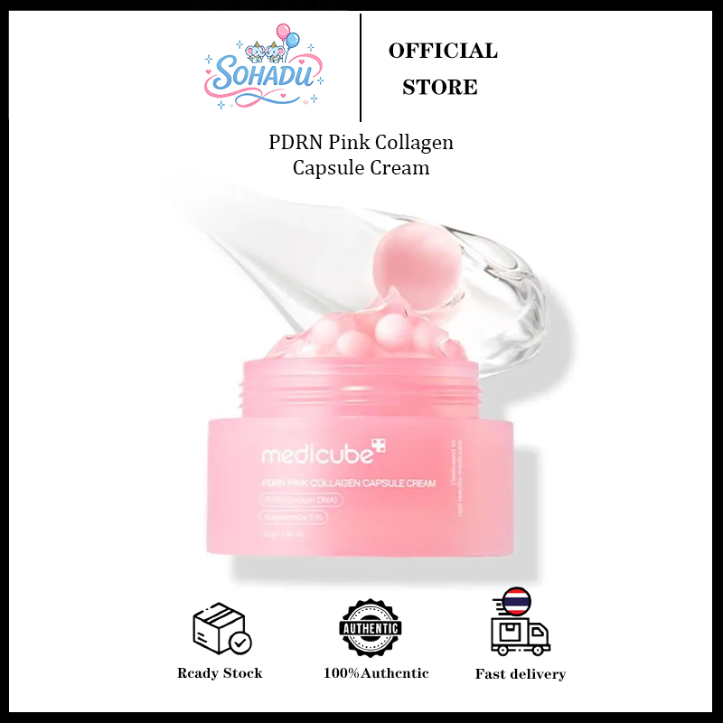 Medicube Pdrn Pink Collagen Capsule Cream 55ml, Pink Capsule Cream, Replenishes Skin with Water, Making It Bright and Youthful. ราคา 896 บาท*ส่งฟรี