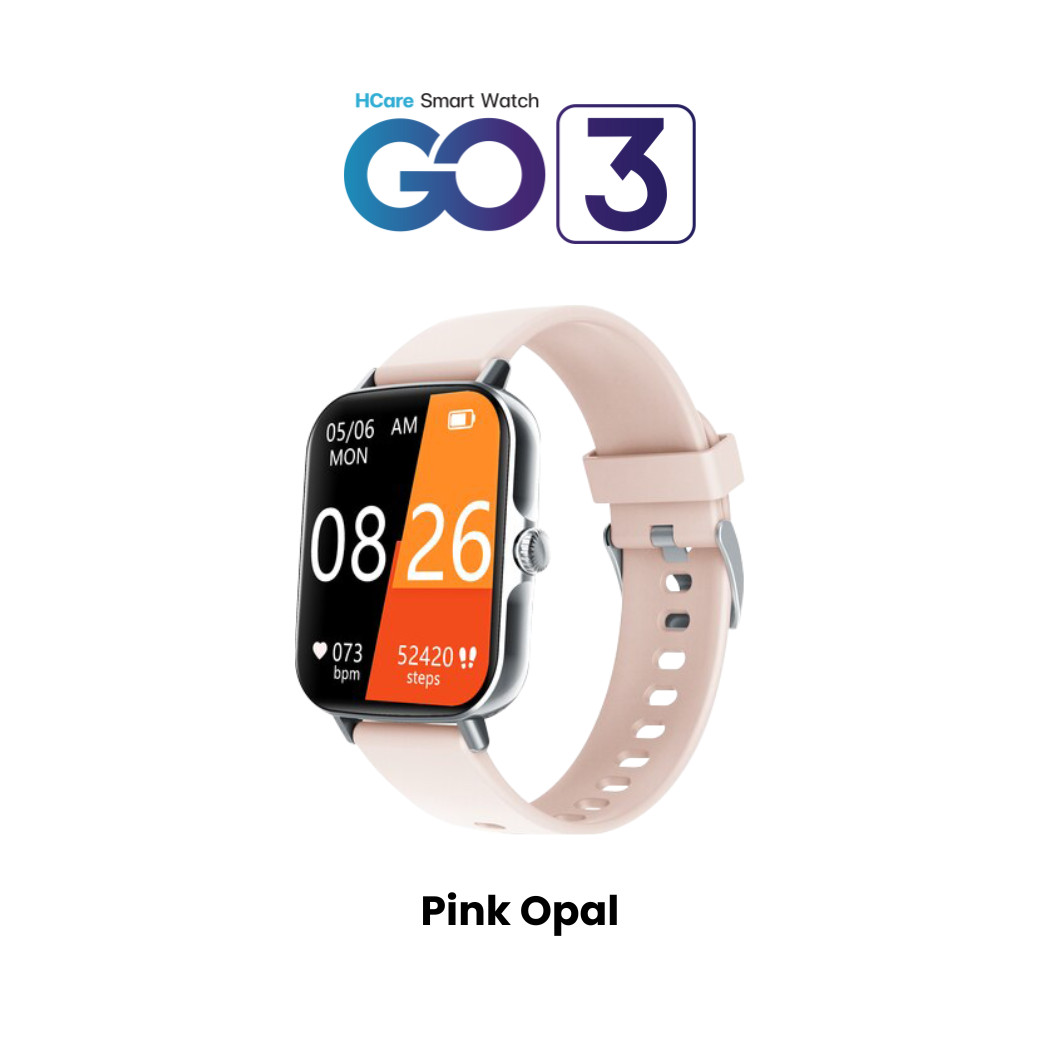 HCare Go3 สี Pink : นาฬิกาสมาร์ทวอทช์เพื่อสุขภาพ-รับสายโทรออก-อุณหภูมิร่างกาย-การนอนหลับ รับประกันศูนย์ 1 ปี ราคา 1,990 บาท*ส่งฟรี