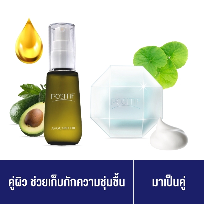 [แท้100%] ราคาตัวแทน POSITIF Avocado Oil 55 ml. 1 ขวด + PHYTO CRYSTAL MOISTURIZING CLEANSING FACIAL SOAP 40 g 1 ก้อน โพสิทีฟ น้ำมันอะโวคาโดสกัดและสบู่ล้างหน้า ราคา 1,280 บาท*ส่งฟรี