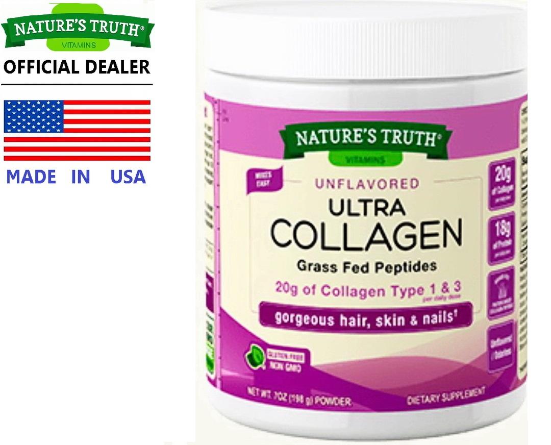 Nature’s Truth Collagen Powder 200 กรัม เนเจอร์ทรูทร์ อัลตร้า คอลลาเจน ชนิด 1 & 3 เส้นผม ผิวหนัง เล็บ รสธรรมชาติ โปรตีน กรดอะมิโน ผิวขาว ผิวสวย