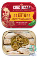 King Oscar Brisling Sardines Olive Oil / Hot Jalapeno Peppers / Zesty Tomato / Mackerel Fillets Olive Oil Lemon Peppers Mediterranean Wild Caught Norway Omega3 Skinless Boneless ปลาซาร์ดินbrislingแมคเคอเรลคิงออสการ์นำเข้าจากนอร์เวย์