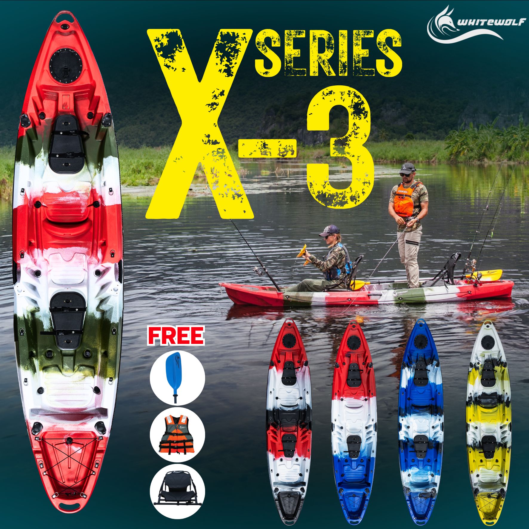 เรือคายัคตกปลา 3 ที่นั่ง รุ่น X3 X-Series ราคา 19,900 บาท*ส่งฟรี