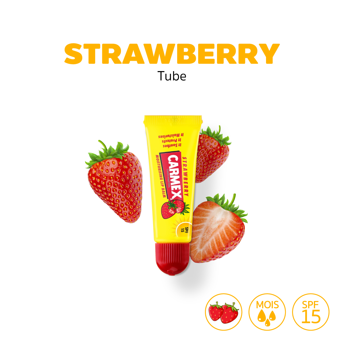 Carmex Lipbalm Strawberry Tube Spf15 (Carmex Strawberry Tube Type) ราคา 179 บาท*ส่งฟรี