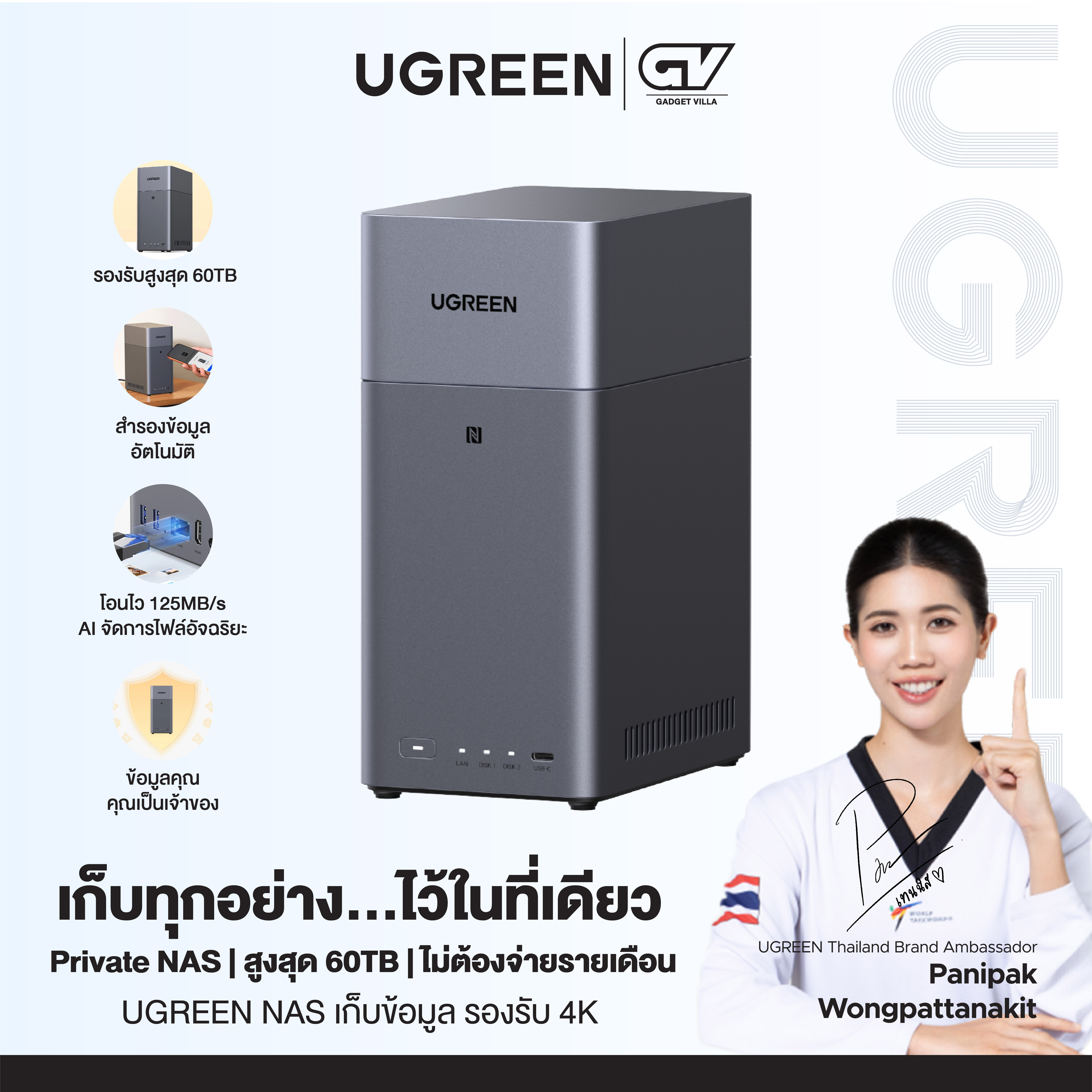 Ugreen Dh2300 Nas Storage Box, Maximum 2-Bay, Supports 60Tb Ram 4Gb 1Gbe 4K HDMI Remote Access Ai Photo, Model 95998 ราคา 8,430 บาท*ส่งฟรี