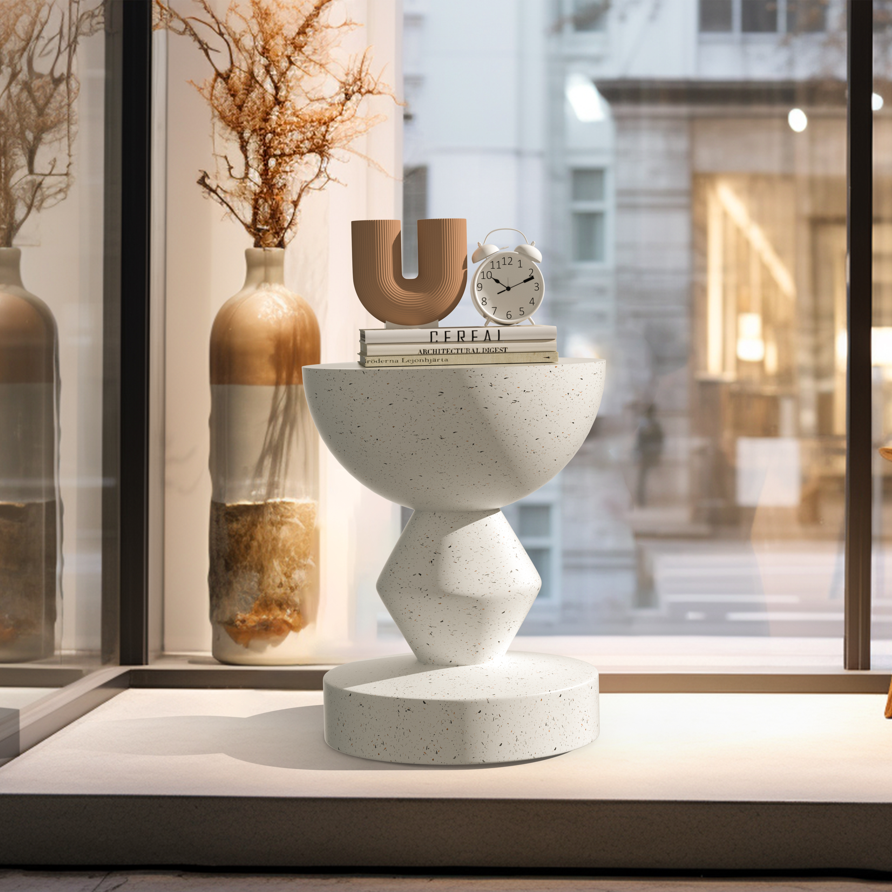 โต๊ะข้างโซฟา อเนกประสงค์ โต๊ะข้าง โต๊ะเล็กวางของ โต๊ะเล็ก โต๊ะข้างโซฟา Lightweight Concrete Side Table Modern Living Room Concrete Sofa Side End Table Bedside Accent Table for Indoor Kitchen, Outdoors Balcony, Patio ราคา 1,500 บาท*ส่งฟรี