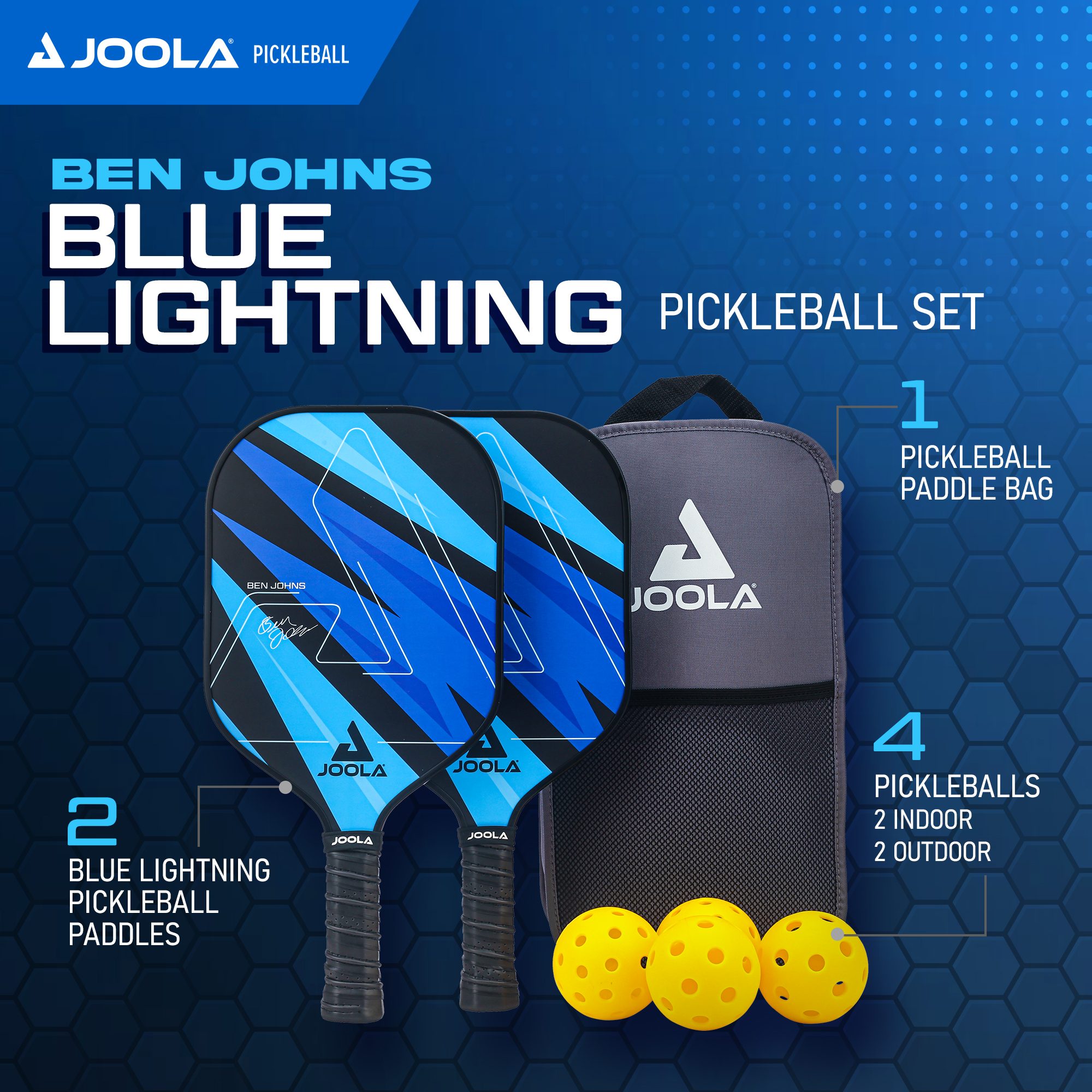 Ben Johns Pickleball Paddle Set - Blue Lightning ราคา 3,000 บาท*ส่งฟรี