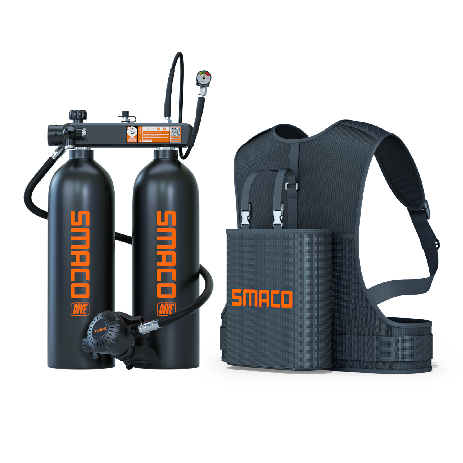Portable twin 1.9L diving air tank kit diving oxygen cylinder for underwater exploration rescue S700 Max smaco mini scuba diving tank 1.9L double scuba tank reusable small pony bottle with 30-45 mins ราคา 27,900 บาท*ส่งฟรี