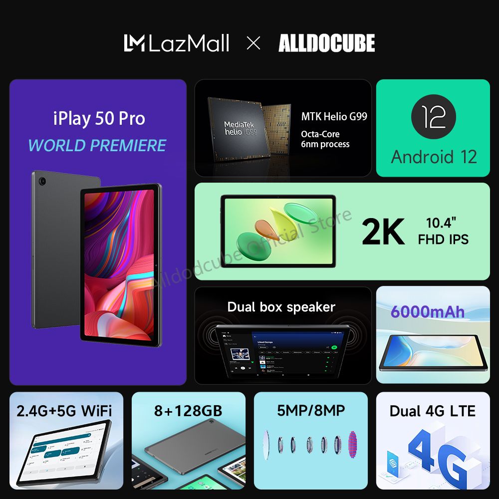 รูปภาพของ 【ส่งจากไทย รับประกัน1ปี】ใหม่ Alldocube iPlay 50 Pro แท็บเล็ต MTK Helio G99 Octa-Core 8GB RAM 128GB ROM 10.4 นิ้ว 2K ใส่ซิมโทรได้ รองรับ4G Android 12 (ฟรี เคสหนัง)