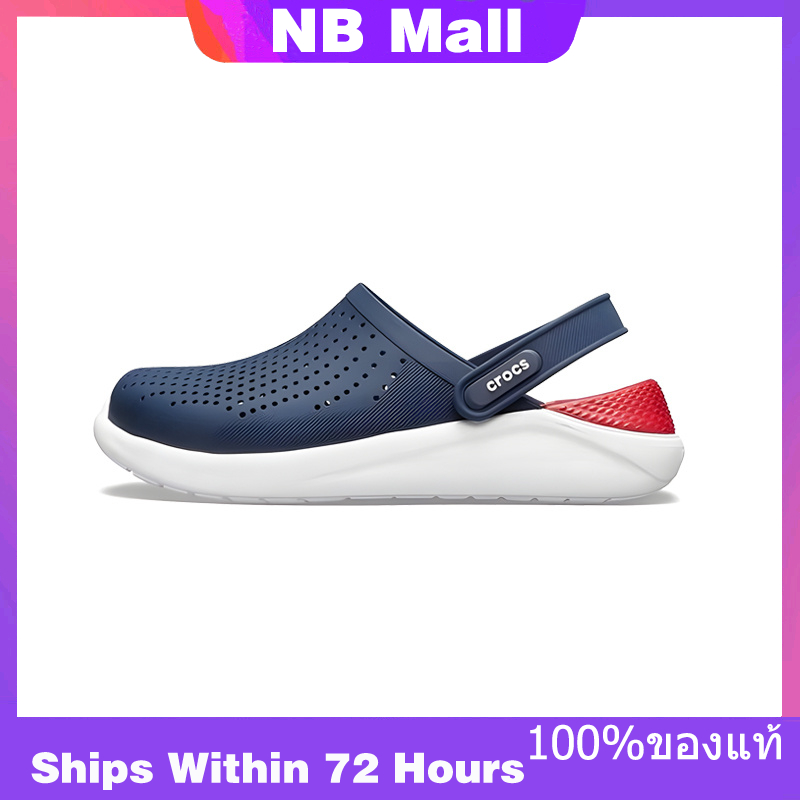 ของแท้พิเศษ Crocs LiteRide Clog 'Blue Red' Shoes Non-Slip Thick Sole Beach Sandals 204592-4CC รองเท้าผ้าใบผู้ชาย รองเท้าผ้าใบผู้หญิง The Same Style In The Store