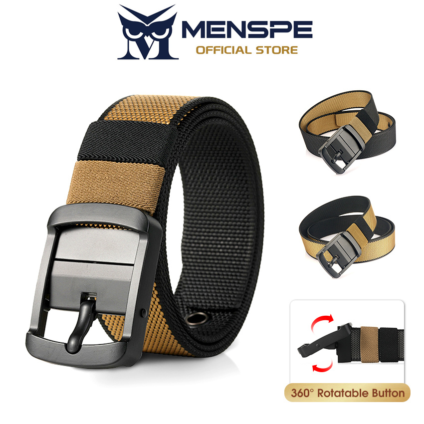 MENSPE Men Belt Outdoor Tactical Belt Adjustable Belt Rotating Buckle Nylon Waistband Double-Sided Two-Color Belt Youth Sports Canvas Pant Belt Simple Nice Waistband Nylon ราคา 163 บาท*ส่งฟรี