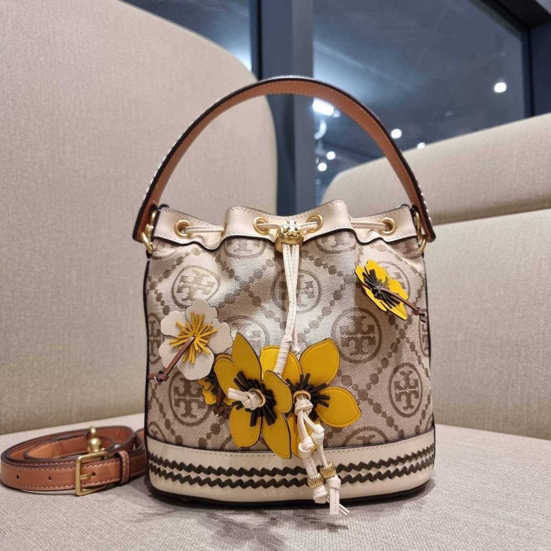 Mini T Monogram Floral Bucket Bag