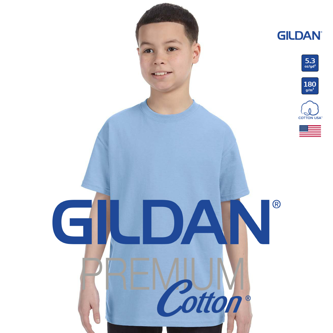 GILDAN® Premium Cotton Kid T-Shirt - Light Blue 69C ราคา 171 บาท*ส่งฟรี
