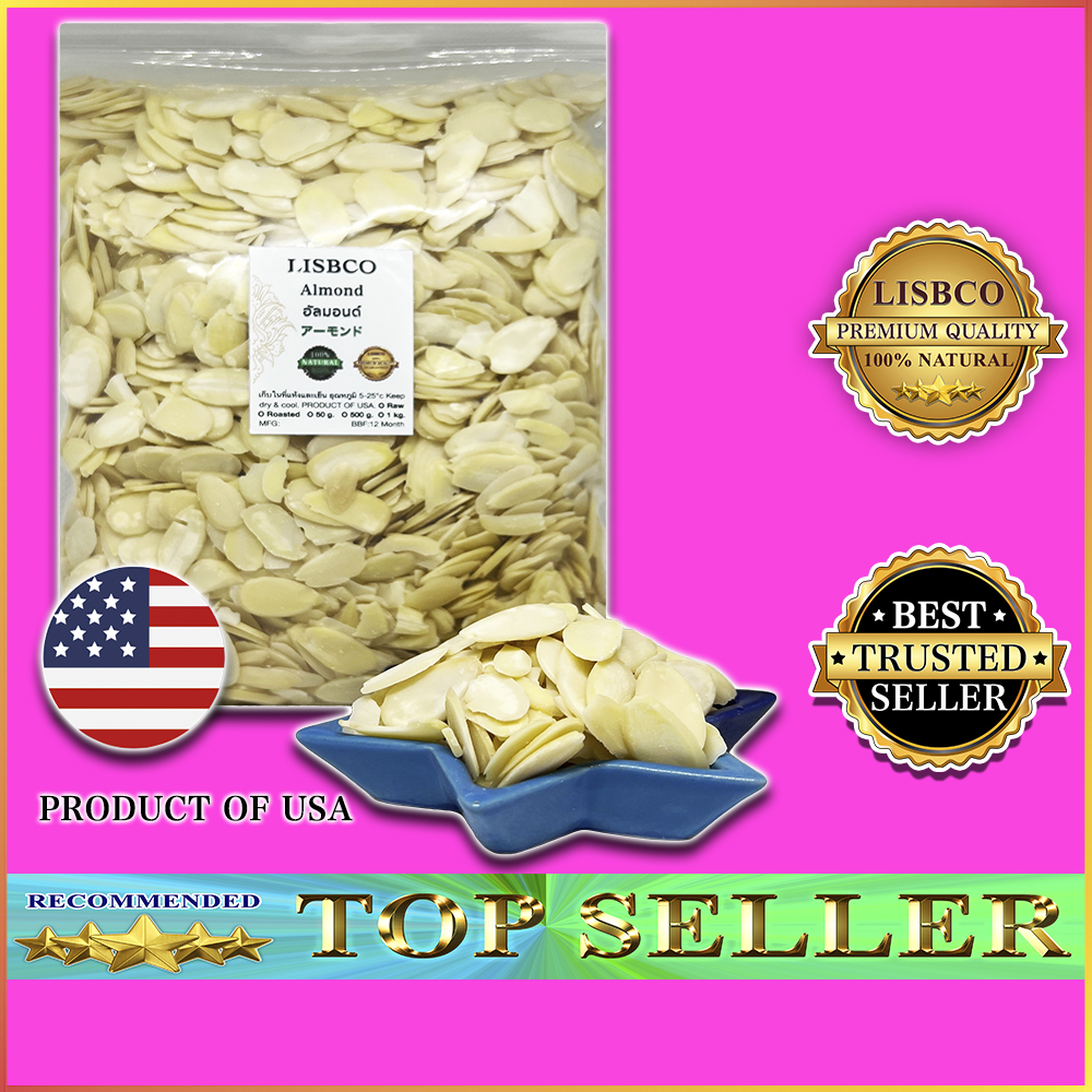 Slices Almond 1 kg Raw Blanched Almond Slices whole sheets Sliced Almonds AA+ imported products from America fresh beautiful clean suitable for baking ราคา 29 บาท*ส่งฟรี