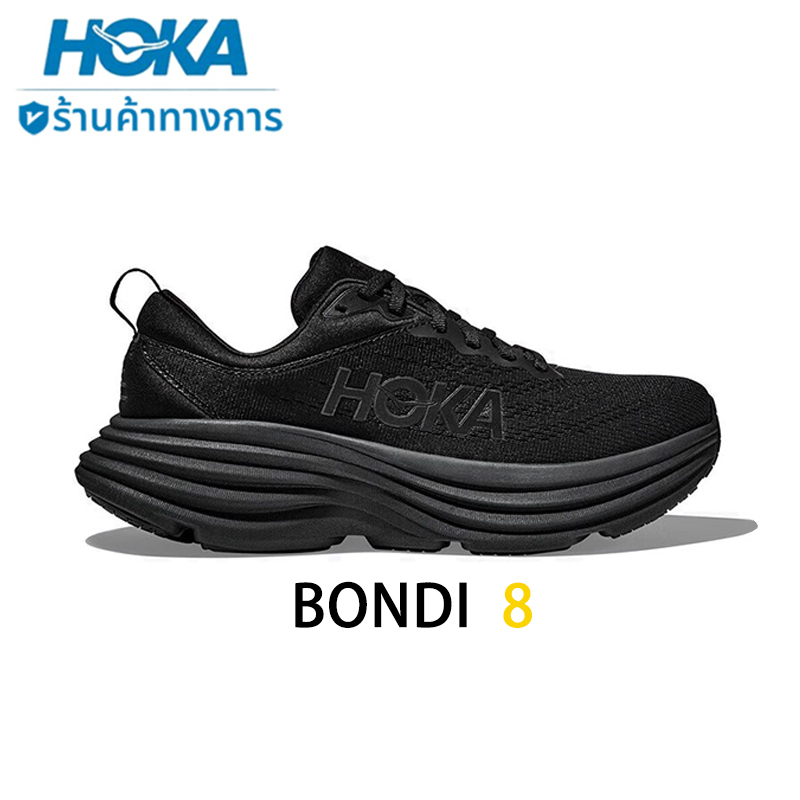 HOKA ONE ONE BONDI8 summer running shoes, shock-absorbing lightweight sports shoes, genuine guarantee, all black ราคา 3,916 บาท*ส่งฟรี