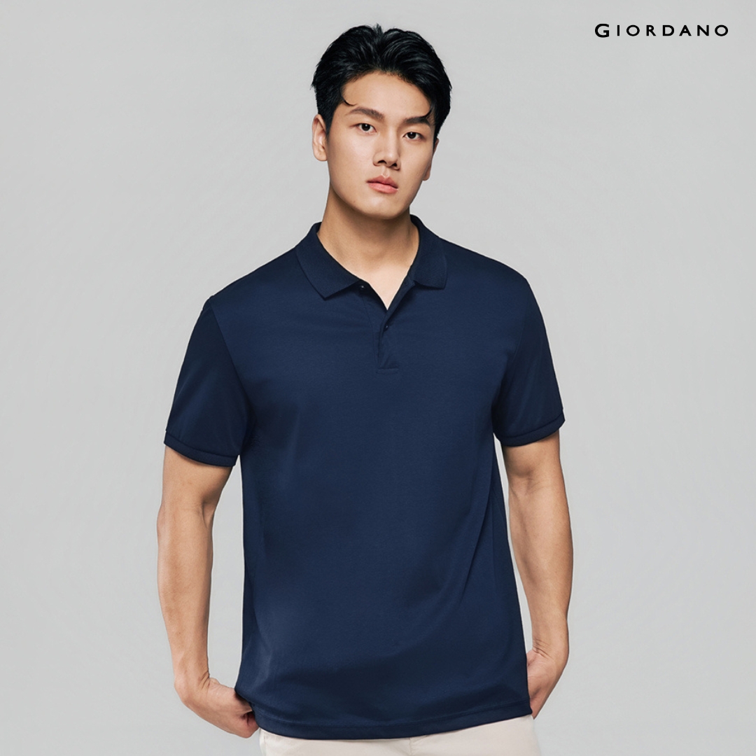 รูปสินค้า Giordano Men's Luxe Touch Regular Mercerized Cotton Short-Sleeve Polo Shirt 01016292001 Men's Polo Shirt Giordano Shirt