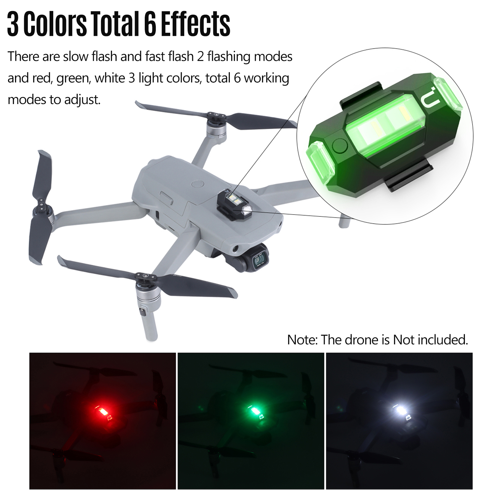 ภาพที่ให้รายละเอียดเกี่ยวกับ Ulanzi DR-01 Mini Drone Strobe Light 3 ไฟสี (ขาว/แดง/เขียว) 9 โหมดLigntingน้ำหนักเบาในตัวแบตเตอรี่แบบชาร์จไฟป้องกันการชนกัน