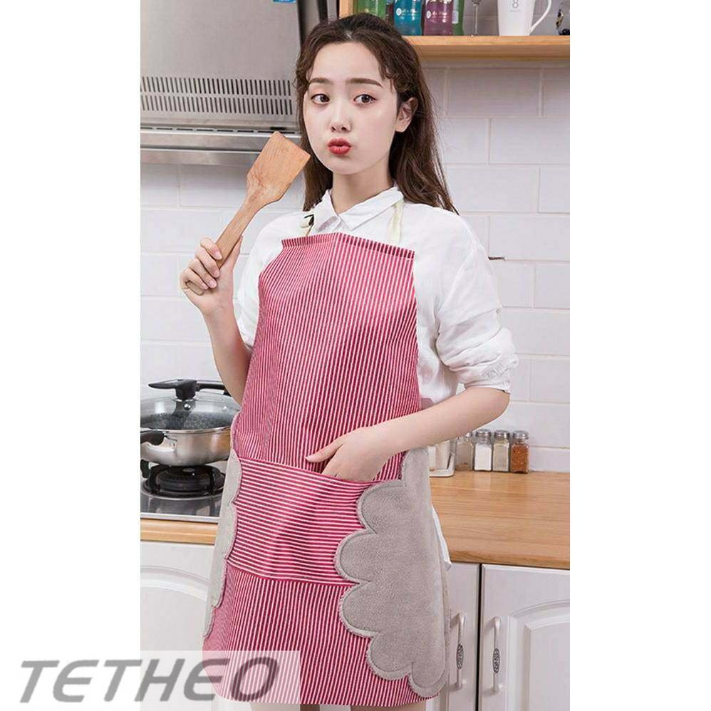 TETHEO ผ้ากันเปื้อน ผ้ากันเปื้อนกันน้ำ เช็ดมือได้รุ่น ผ้ากันเปื้อนทำอาหาร ชุดกันเปื้อน สินค้าพร้อมส่ง ราคา 30 บาท*ส่งฟรี