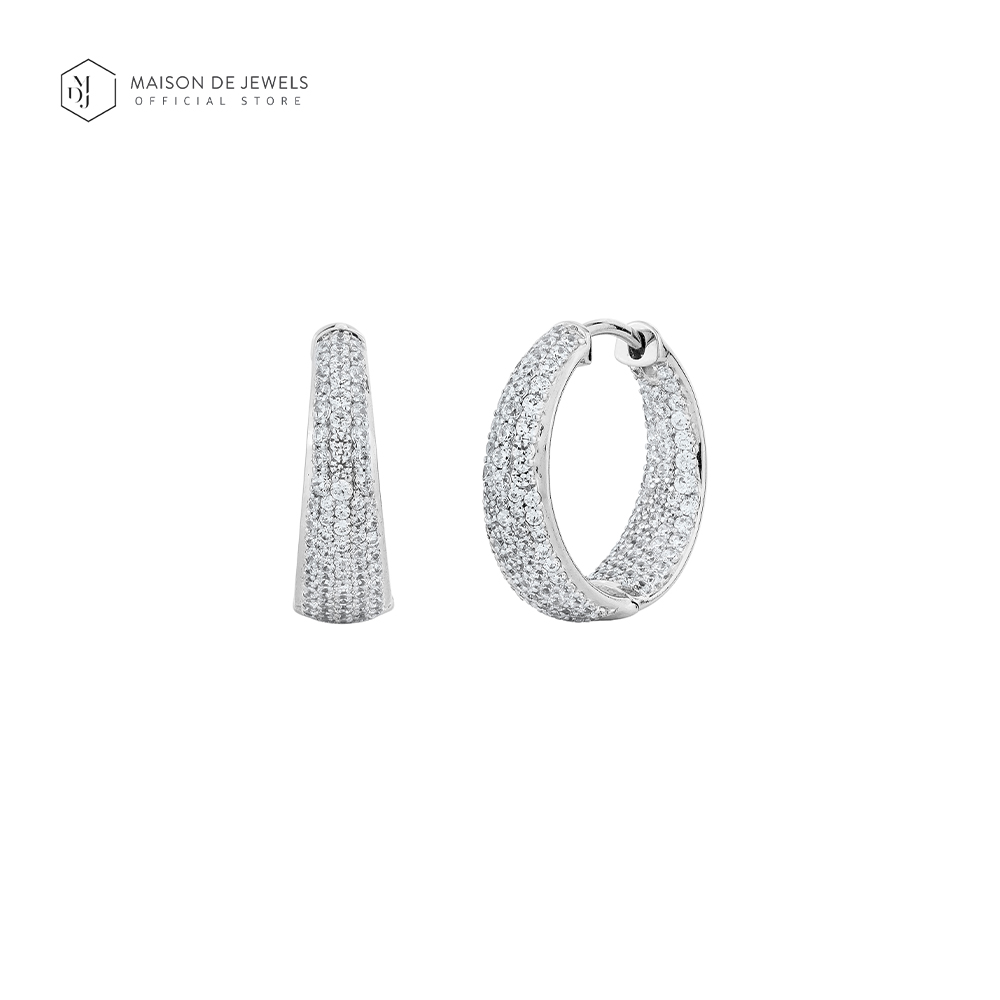 Maison de Jewels - Grand Drop Hoop Earring ต่างหูเงิน ต่างหูมุก ต่างหูดีไซน์ ต่างหูเพชร CZ ต่างหูใส่ทุกวัน ต่างหูออกงาน ราคา 3,728 บาท*ส่งฟรี