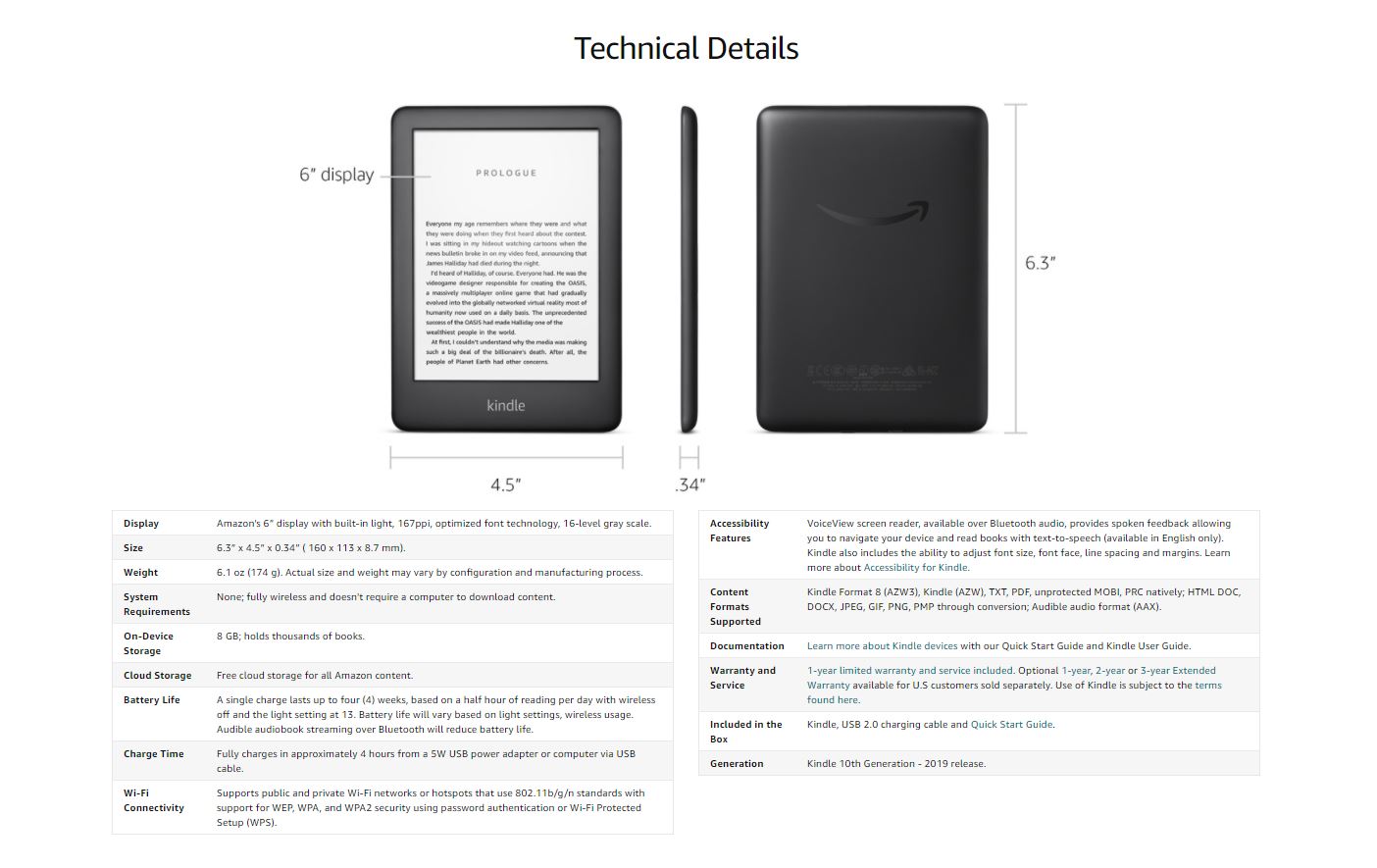 ภาพประกอบคำอธิบาย Amazon Kindle 2019 (10 th Gen - US Version) Toreen Wi-Fi , 8GB With Built-in Front Light (Includes Special Offers) - Black