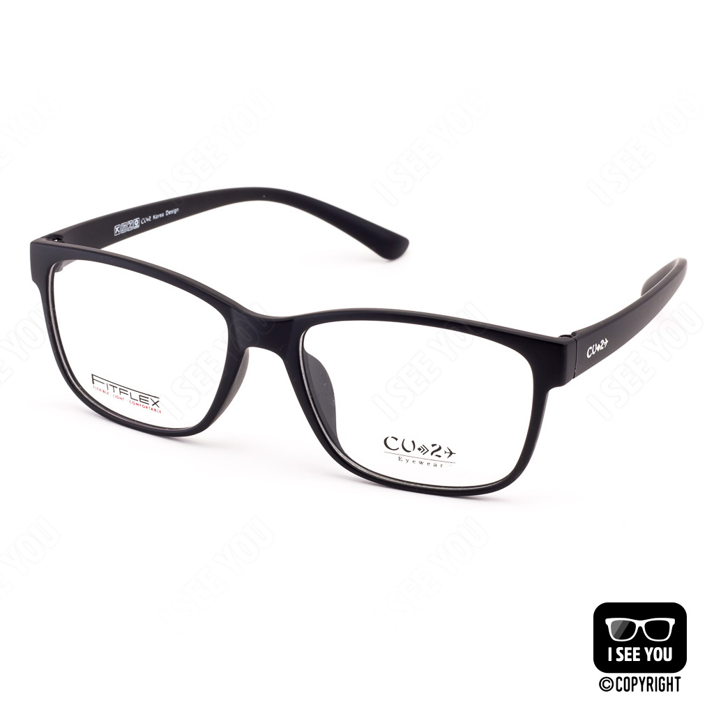 เกี่ยวกับ กรอบแว่นตาเกาหลี CU2 รุ่น Flex TR-90 1020 (สีดำ) วัสดุ TR90 น้ำหนักเบา ทนทาน ยืดหยุ่นสูง บิดงอได้ แถมฟรี กล่องใส่แว่นตาและผ้าเช็ดเลนส์ไมโครไฟเบอร์