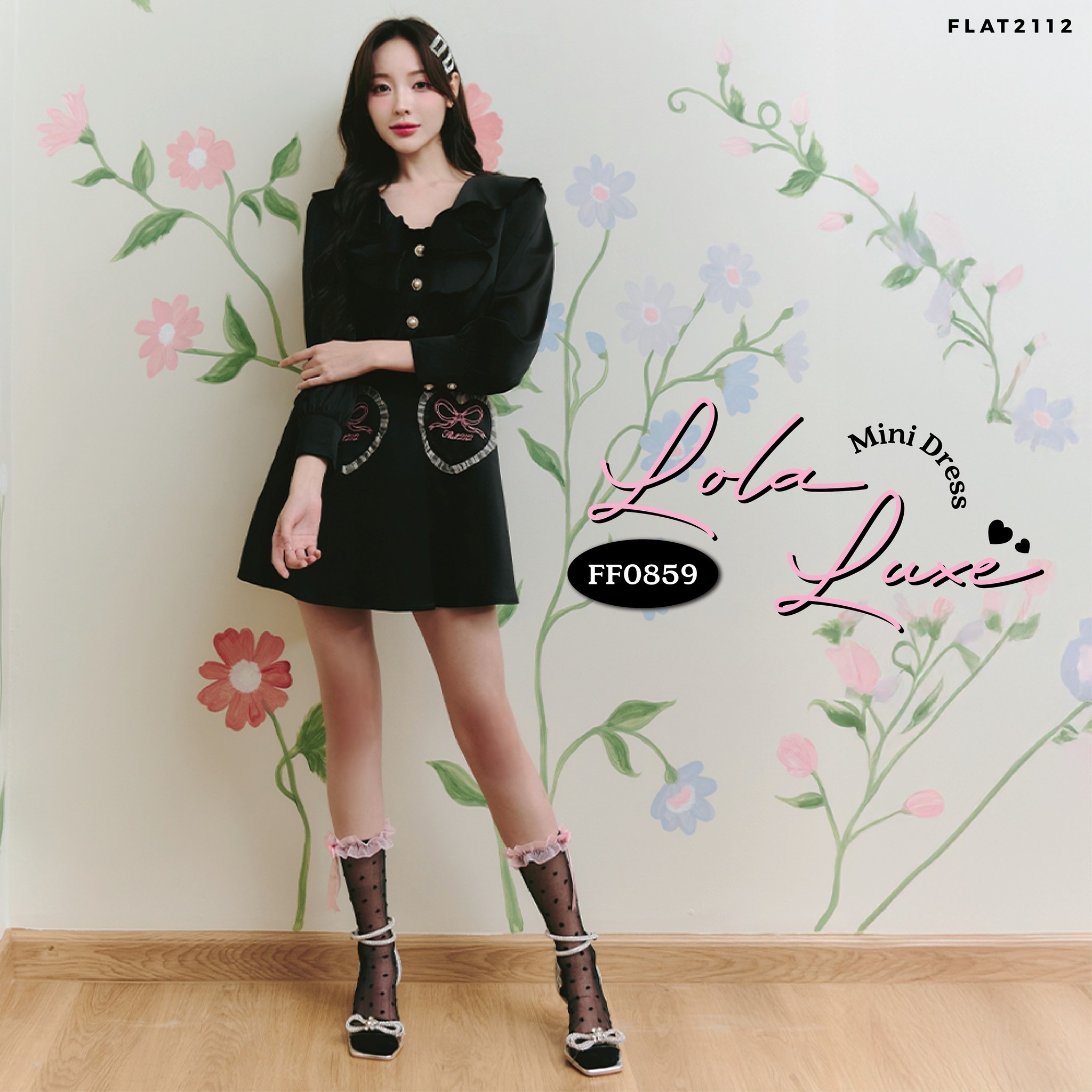 FLAT2112 FF0859 : LOLA LUXE MINI DRESS มินิเดรส เดรสสั้น เดรสแขนยาว ชุดออกงาน ชุดทำงาน ราคา 1,538 บาท*ส่งฟรี