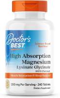 Doctors Best High Absorption Magnesium Glycinate Lysinate - 120/240 Tablets ผลิตภัณฑ์เสริมอาหารเพื่อช่วยในการนอนหลับ - แมกนีเซียมคีเลตชนิดเม็ด สำหรับผู้หญิงและผู้ชาย 200 มิลลิกรัมต่อหนึ่งหน่วยบริโภค ช่วยให้รู้สึกสงบและผ่อนคลาย เหมาะสำหรับผู้ทานมังสวิรัติ
