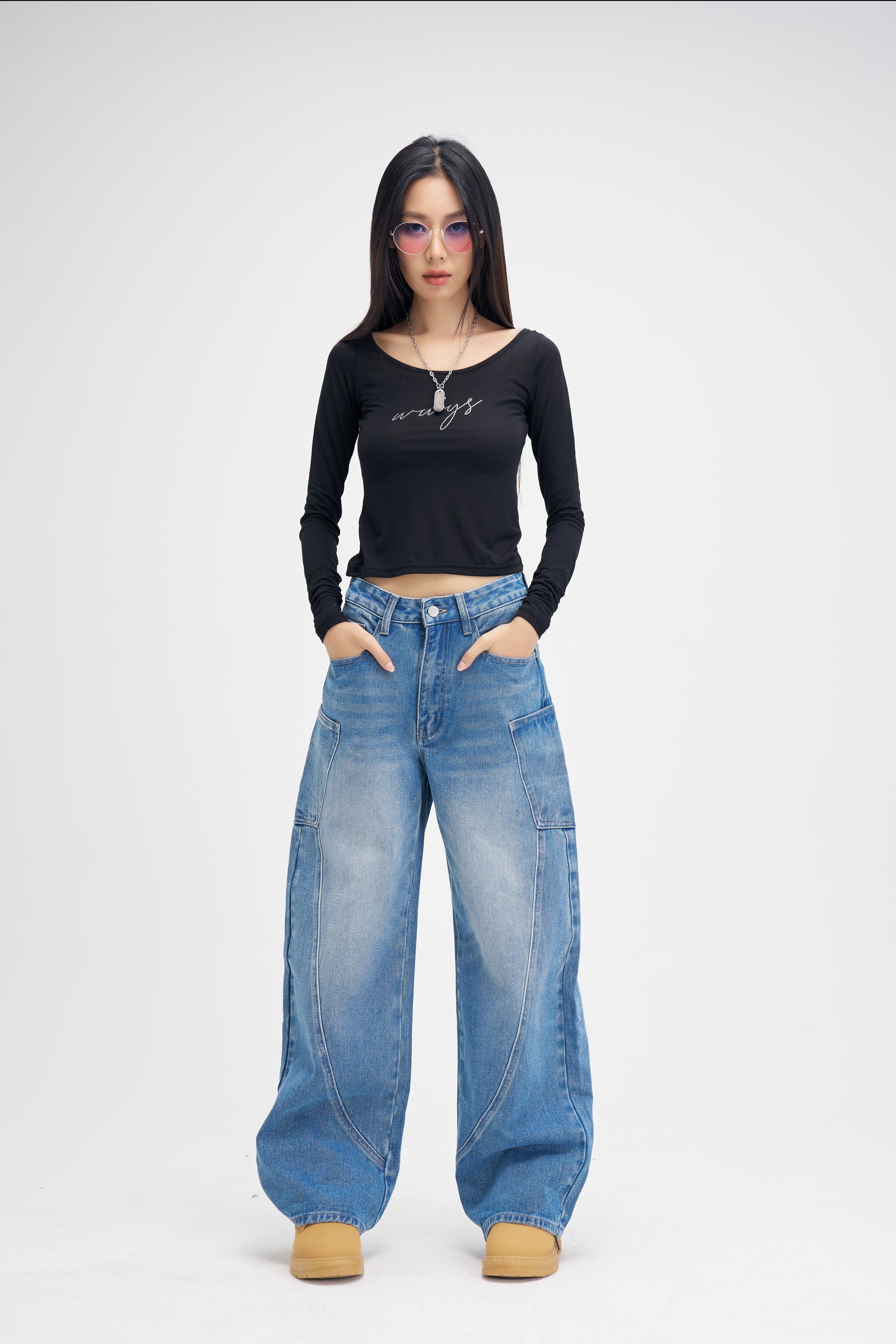 Niyom Jeans collection Aloha : รุ่น BG002 กางเกงคาโก้ Unisex ทรงกระบอก ราคา 890 บาท*ส่งฟรี