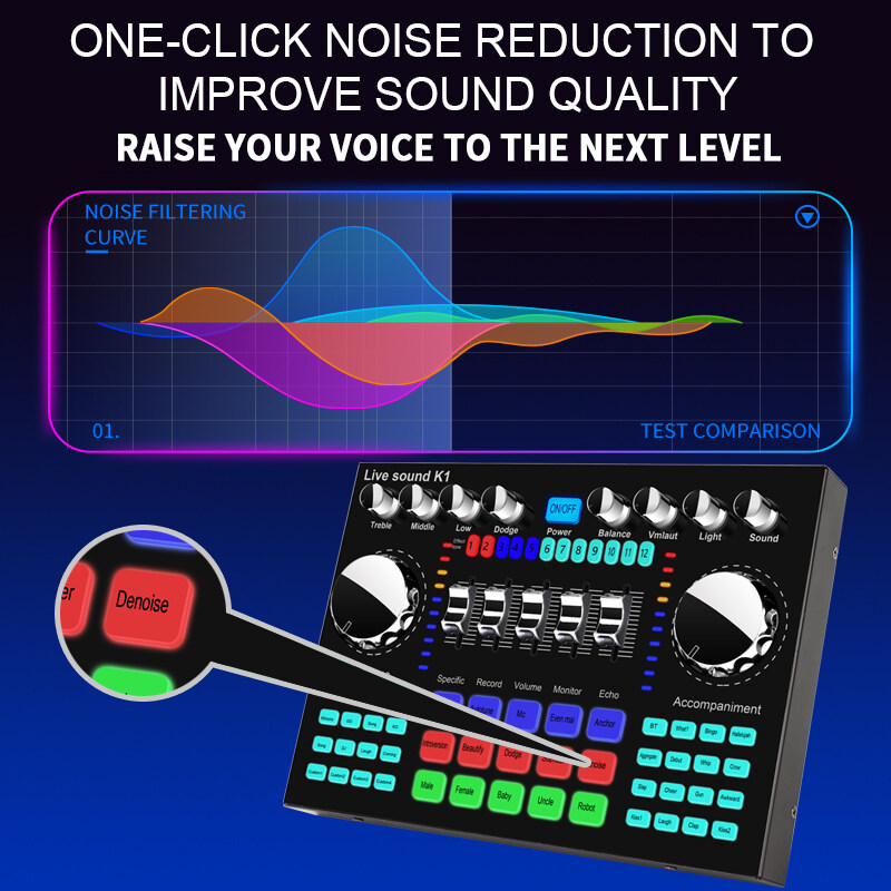 Fauge K1 Computer Phone Voice Changer HiFi Live Sound Card Mixer Board Streaming Audio 5.0 Universal