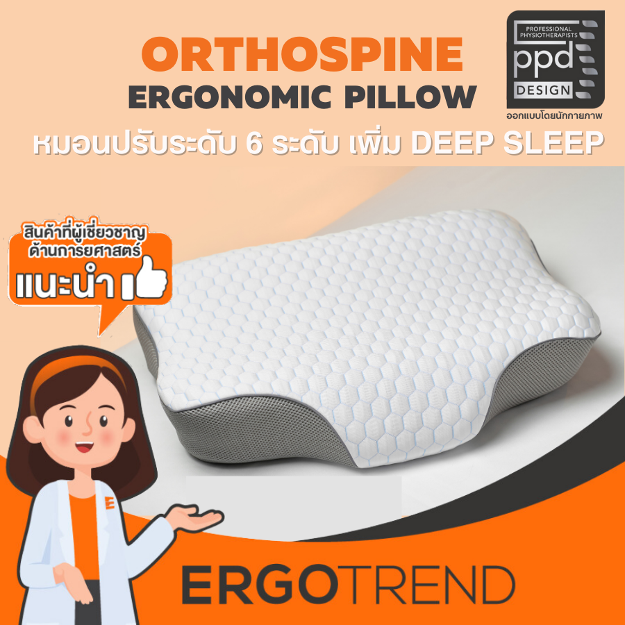 ERGOTREND ORTHOSPINE ADJUSTABLE ERGONOMIC PILLOW หมอนเพื่อสุขภาพปรับระดับสูงต่ำ ราคา 2,390 บาท*ส่งฟรี