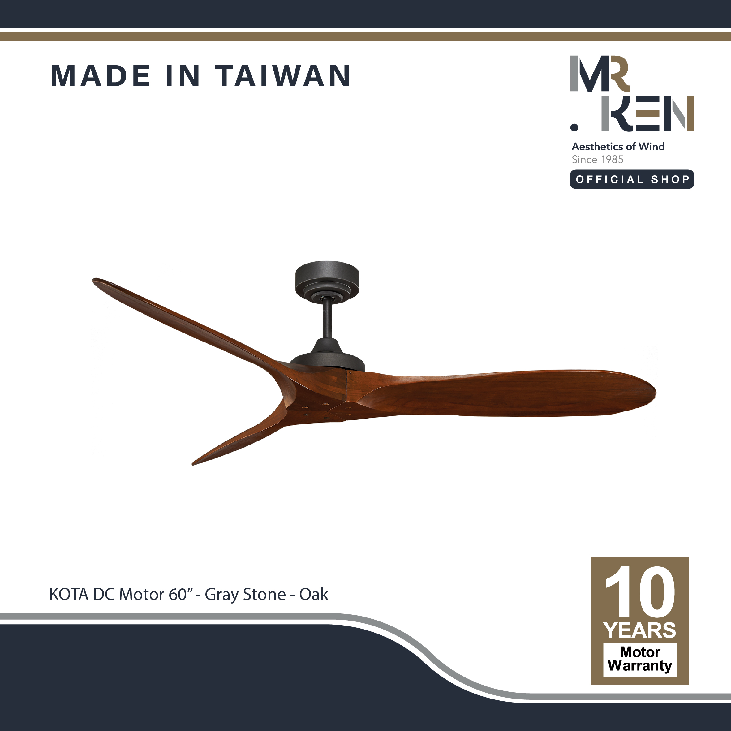 พัดลมเพดาน MR KEN รุ่น KOTA DC Motor พัดลมเพดาน ใบพัดไม้แท้ ขนาด 60" พร้อมรีโมทคอนโทรล ราคา 12,630 บาท*ส่งฟรี