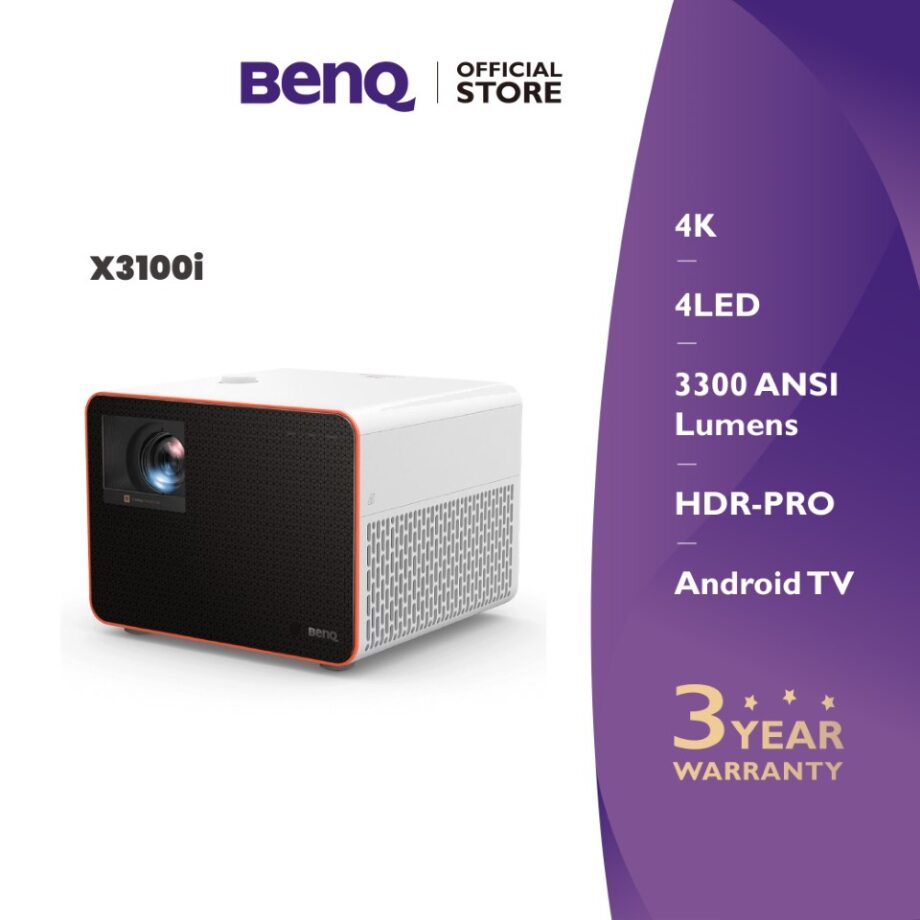 BenQ X3100i 4K 4LED Console Gaming Projector 3300 lm 100% DCI-P3 (โปรเจคเตอร์, โปรเจคเตอร์ 4k, โปรเจคเตอร์เล่นเกม) ราคา 89,900 บาท*ส่งฟรี