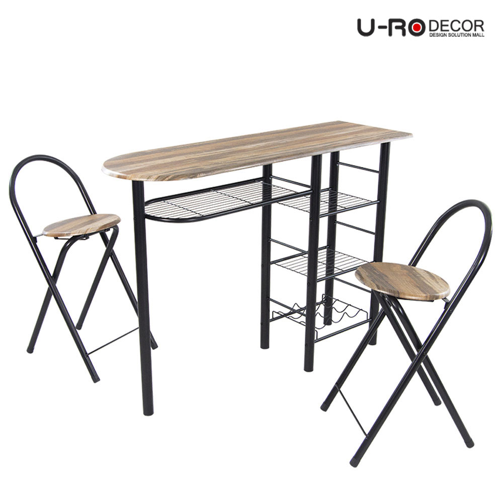 U-RO DECOR รุ่น ILLINOIS (อิลลินอยส์) ชุดโต๊ะรับประทานอาหาร (โต๊ะบาร์ 1+เก้าอี้บาร์ 2 ตัว) Kitchen Bar Table Set โต๊ะ โต๊ะกินข้าว โต๊ะเคาท์เตอร์บาร์ ราคา 2,390 บาท*ส่งฟรี