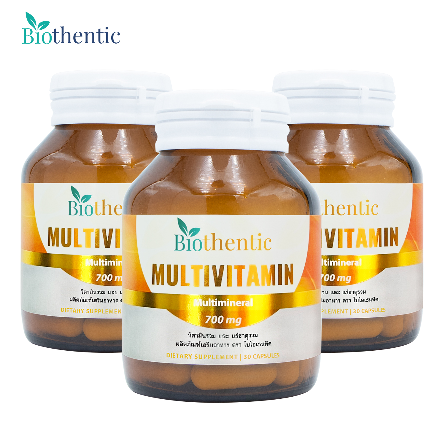 [Pack of 3 Bottles] Multivitamin and Multimineral Biothentic Vitamin a B1 B2 B3 B5 B6 B7 B9 B12 C D E K Zinc Magnesium Zinc Magnesium