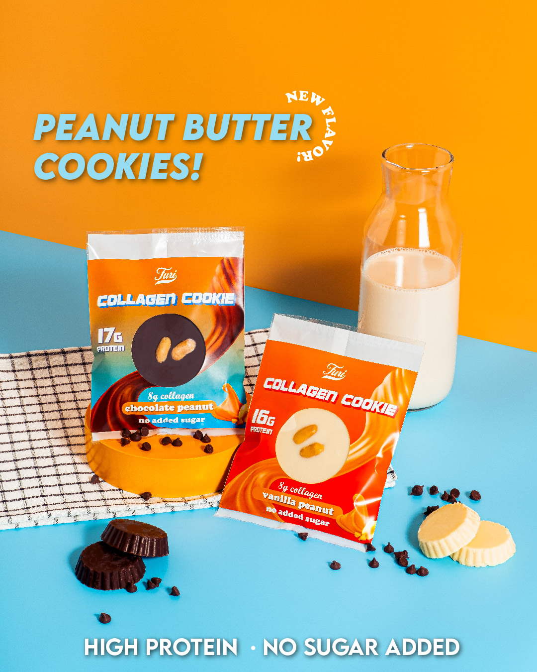 FURI Collagen Protein Cookie - Peanut collection | No sugar added, High Protein, Keto, All Natural ราคา 780 บาท*ส่งฟรี