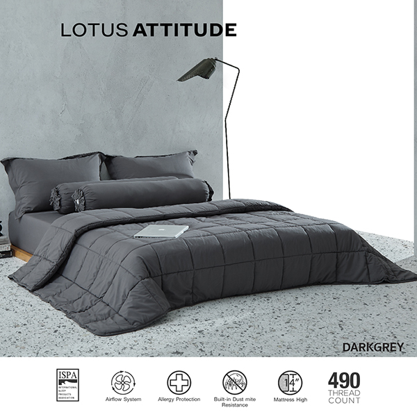 LOTUS ATTITUDE ชุดผ้าปู + ผ้านวม สัมผัสนุ่ม ดุจใยไหม ความละเอียด 490 เส้น รุ่น Basic ส่งฟรี ราคา 2,185 บาท*ส่งฟรี