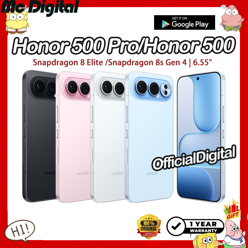 Honor 500 Pro Snapdragon 8 Elite Honor 500 Snapdragon 8S Gen 4 6.55" 8000Mah 80W |   Support Thailand and Google. |   12 Month Warranty |   Cn Rom