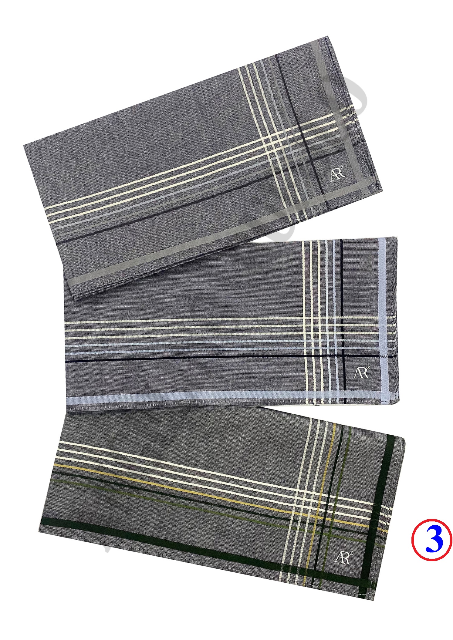 ANGELINO RUFOLO Handkerchief (ผ้าเช็ดหน้า) ผ้า 100% COTTON คุณภาพเยี่ยม ดีไซน์ Shadow สีเทา