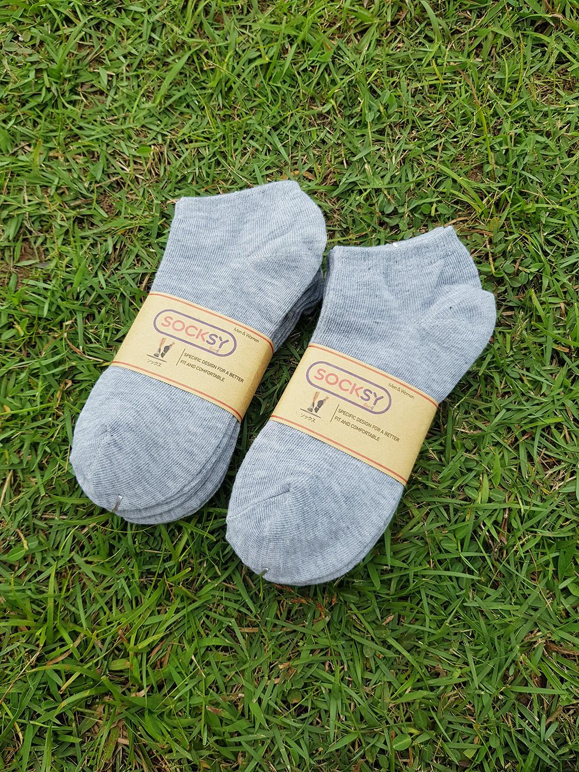 Socksy ถุงเท้า ข้อสั้น สีพื้น PC  1 โหล (12คู่)