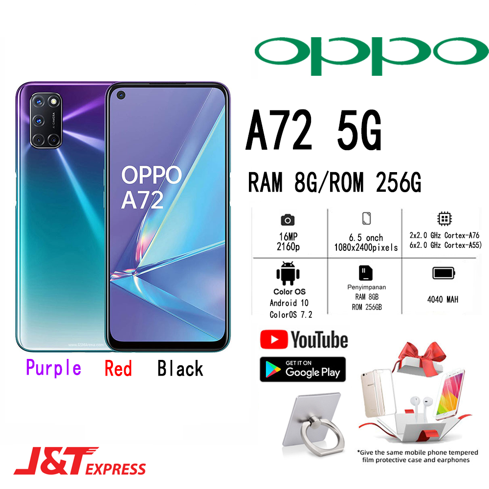 ใหม่เอี่ยมของแท้ ออปโป้ A72 5G ของแท้ 100% smart phone Ram 8GB Rom 256GB 6.5"หน้าจอใหญ่ รับประกัน 1ปี ฟรีอุปกรณ์ตกแต่งครบชุด ราคา 20 บาท*ส่งฟรี