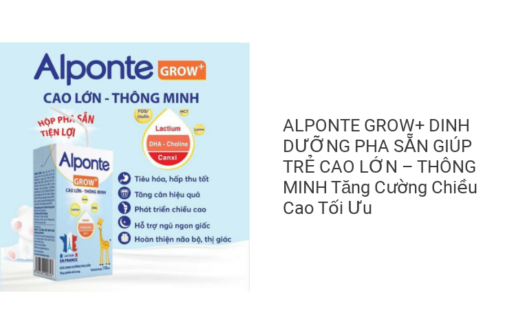 1Thùng ( 48 hộp )Sữa Bột Pha Sẵn Alponte Grow 110ML  Từ 1 Tuổi Trở Lên  Giúp Trẻ Cao Lớn  Thông Minh Phát Triển Chiều cao vượt trội