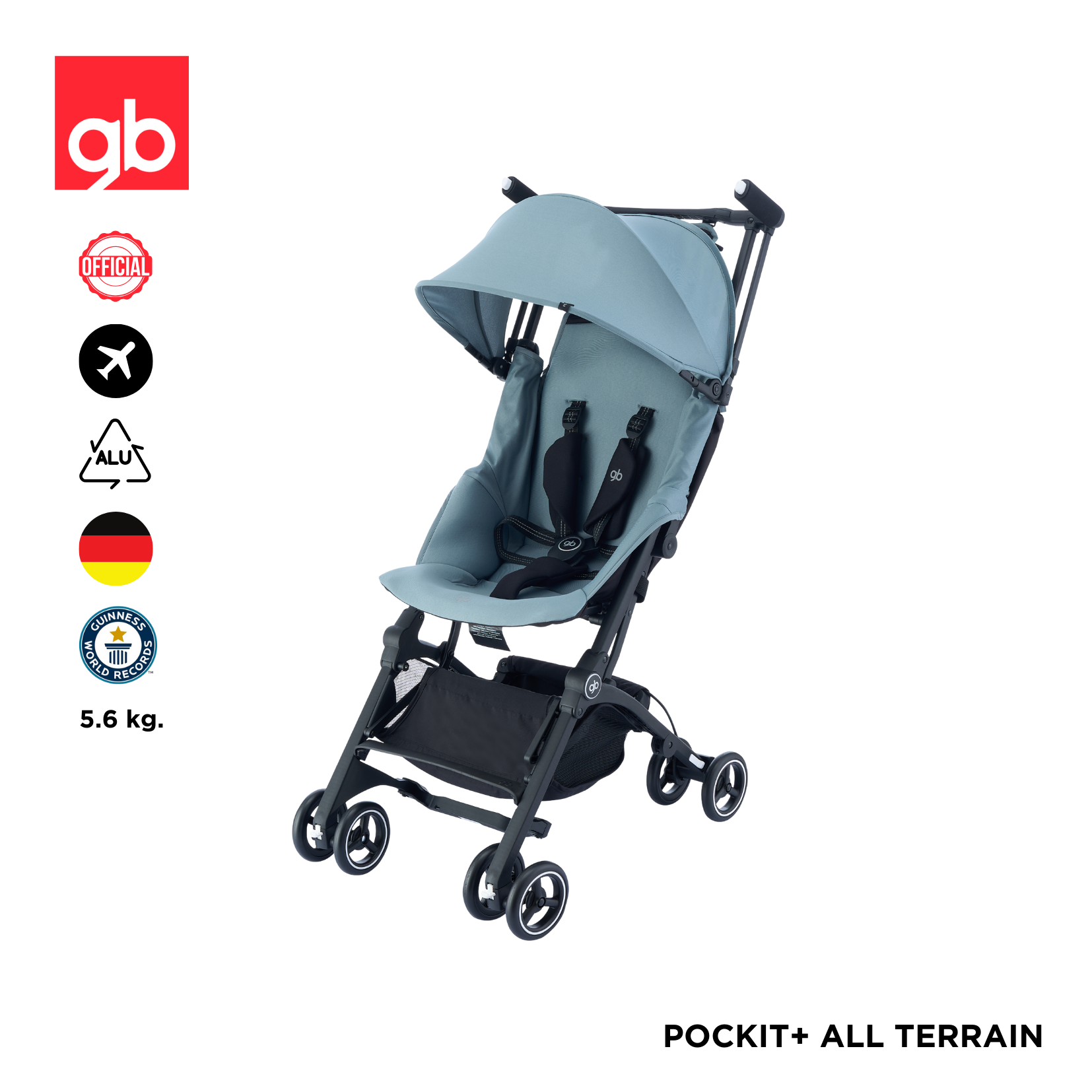 Gb - Baby Stroller, Compact and Foldable, Can Be Taken on Airplanes, Model Pockit+ All Terrain