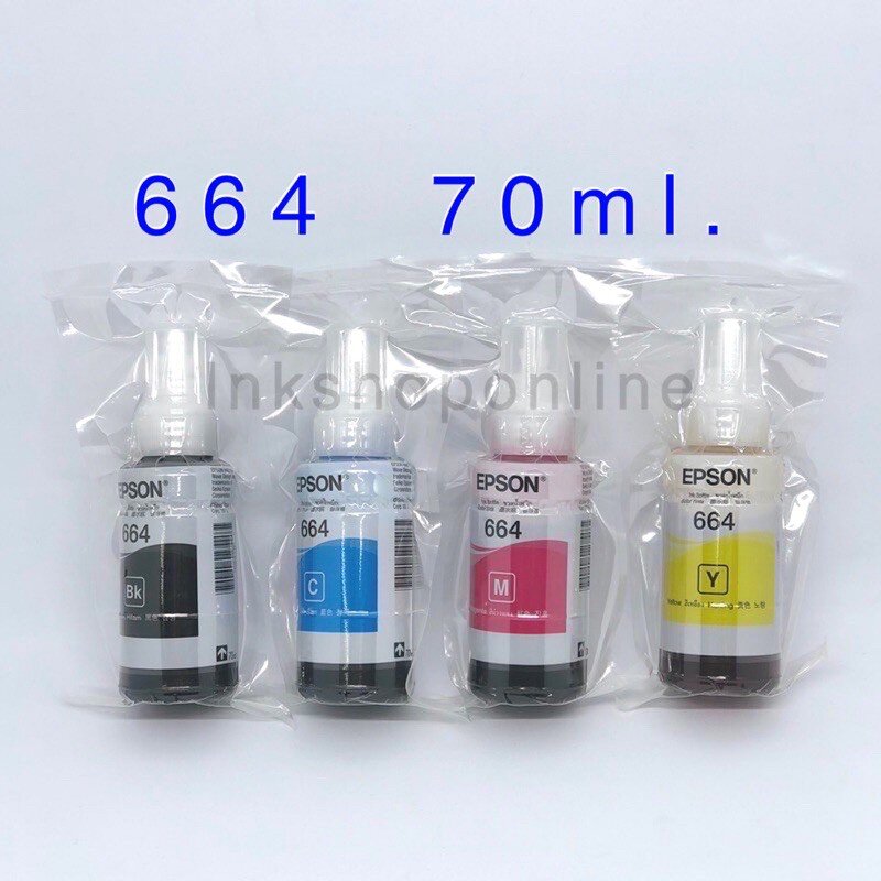 หมึกเติม Epson 664 Bk C M Y แบบไม่มีกล่อง ของแท้